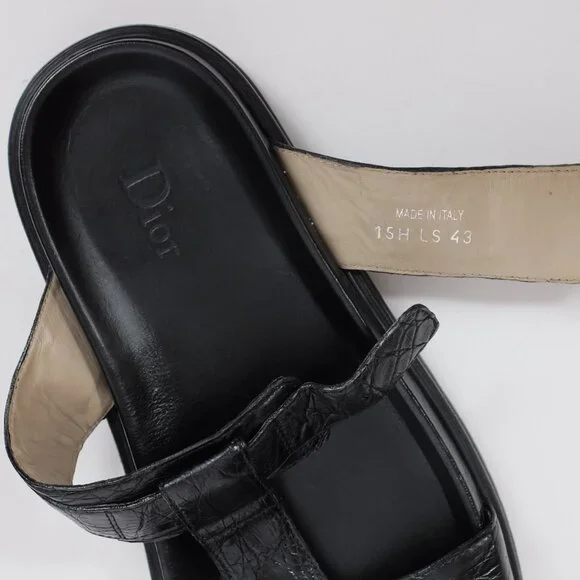 Dior Homme sandals shoes 43 US 10  black alligator crocodile CD buckle slides - Picture 4 of 11